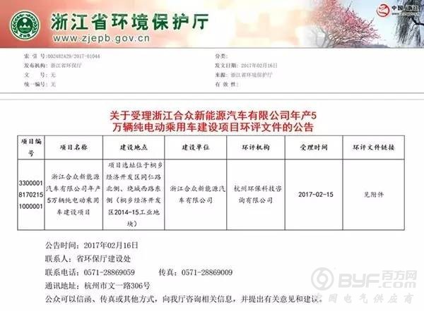 第13张牌照落地！浙江合众年产5万辆电动汽车项目获批