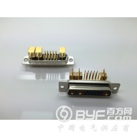 天津大电流D-SUB13W3母铆支架90度插板同轴射频连接器