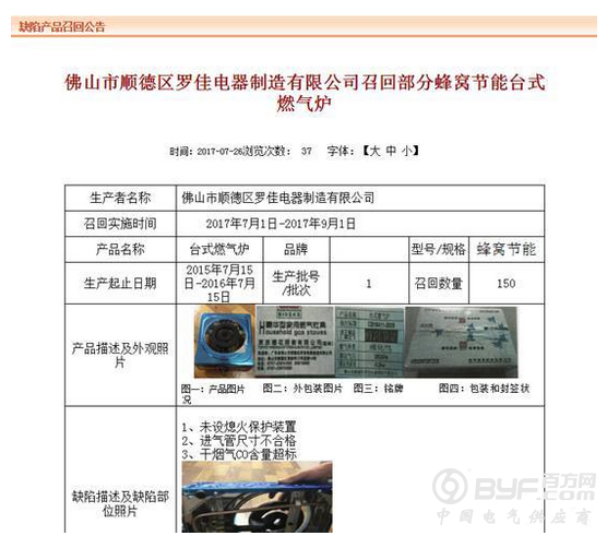 被勒令召回 罗佳电器燃气灶竟存中毒风险