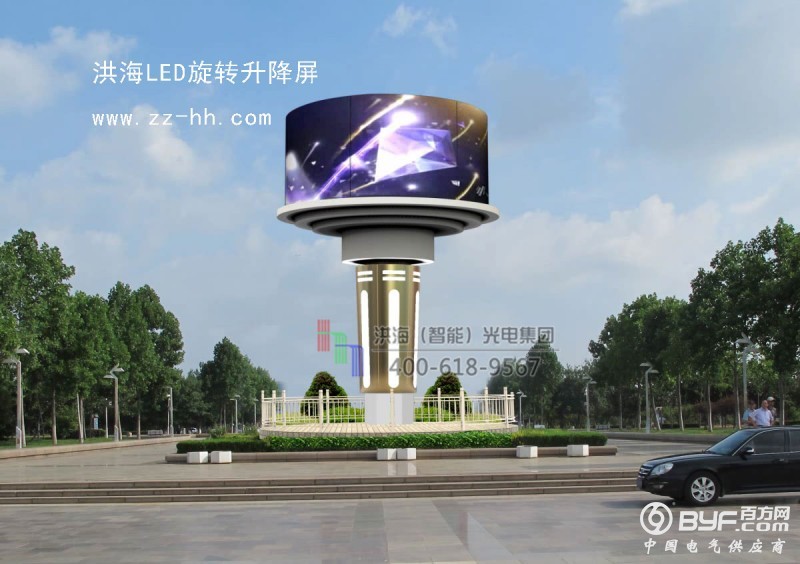 LED旋转升降圆柱形显示屏