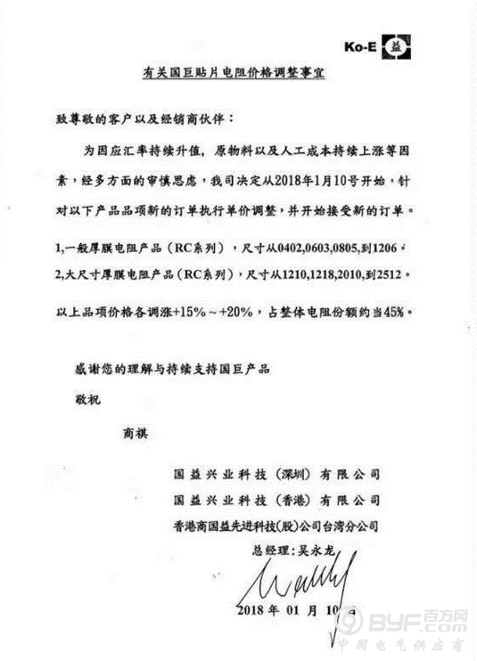 电阻企业联手涨价：一大波数码产品遭殃