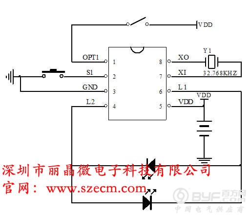 定时圣诞灯串控制IC芯片参考电路图