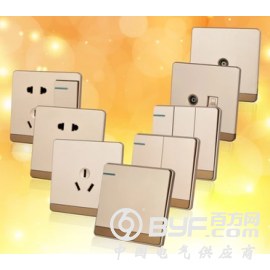 墙壁开关,墙壁开关插座,咖啡色/金色大板开关,澳贝墙壁开关厂图3