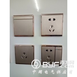 墙壁开关,墙壁开关插座,咖啡色/金色大板开关,澳贝墙壁开关图2