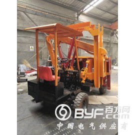 自制底盘小四轮打桩机 四轮自走式钻孔机 小型打桩机多少钱