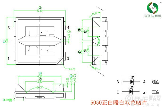 5050双色正白暖白 图纸