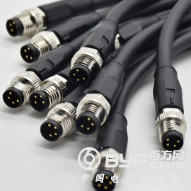 M8浇铸电缆连接器公插头带PUR/PVC线