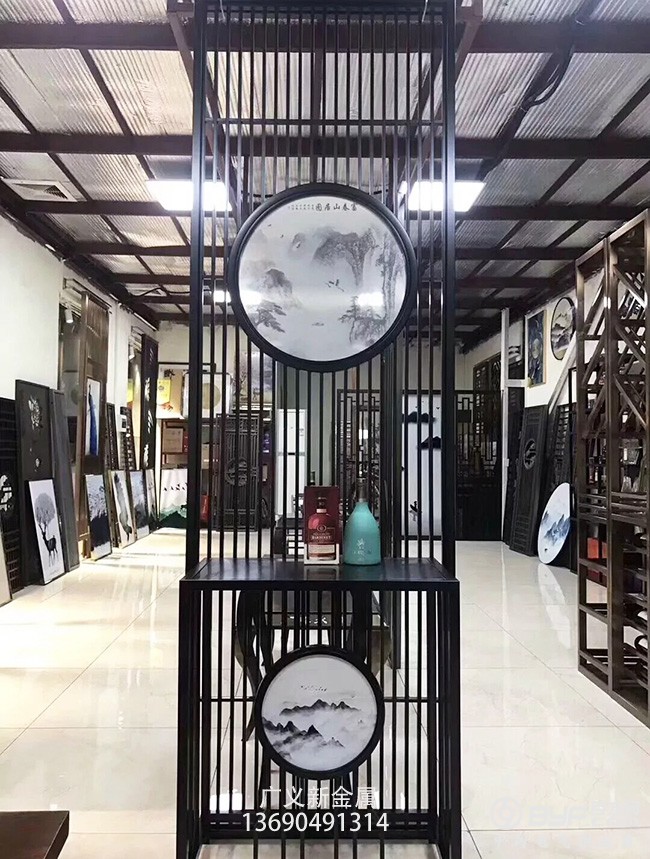 黑钛不锈钢屏风隔断花格效果