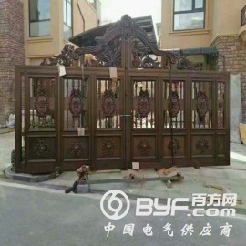 石家庄元氏县小区围墙锌钢护栏中式铝艺大门定做效果图