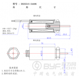 螺线管DO2551-DC24V圆管20毫米行程推式电磁铁