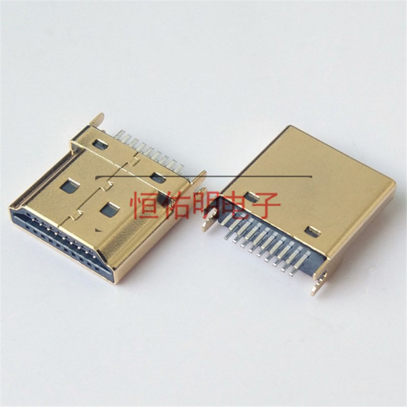 HDMI  19P公头夹板1.2 A型插头 铜壳镀金