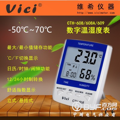 CTH608系列大屏幕数字温湿度计 日历/闹钟/大小值储存
