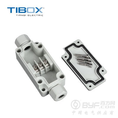 TIBOX一進一出帶防水接頭3P端子接線盒，配電密封箱