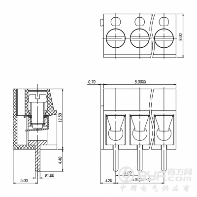弹片式 F116-5.0/DG300V 螺钉式PCB接线端子图5