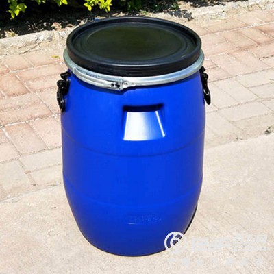 聚乙烯材质50L塑料桶 广口50升塑料桶 50公斤抱箍塑料桶