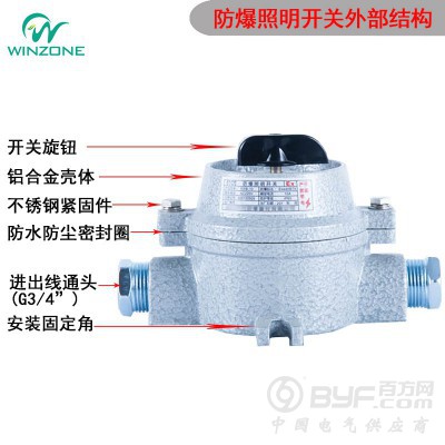西安SW/SWB-10A防爆照明开关 防爆控制按钮开关图2