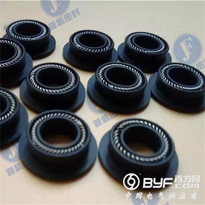 四氟碳纤维法兰边旋转泛塞封，黑色特氟龙弹簧蓄能密封圈图3